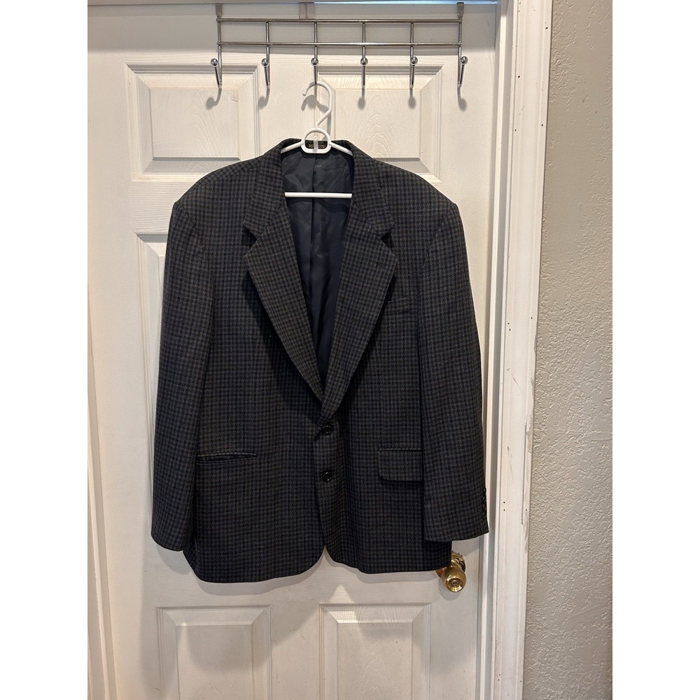 Oscar de la Renta Mens Tailored Blazer 46R‎ Houndstooth Wool Blend Classic